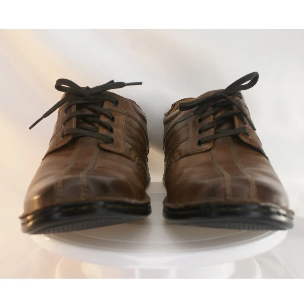 Clarks Collection Brown Leather Bicycle Toe Lace Up Oxfords Dress Casual 10.5